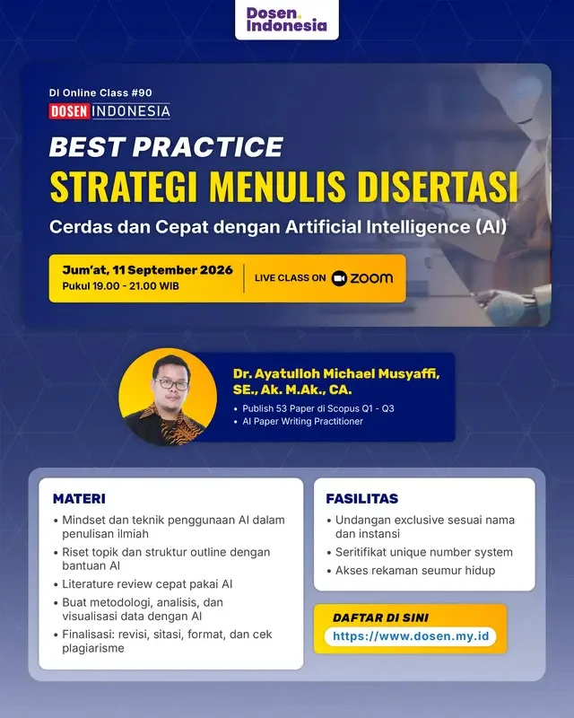 Best Practice Strategi Menulis Disertasi Cerdas dan Cepat DENGAN ARTIFICIAL INTELLIGENCE (AI) batch September 2026